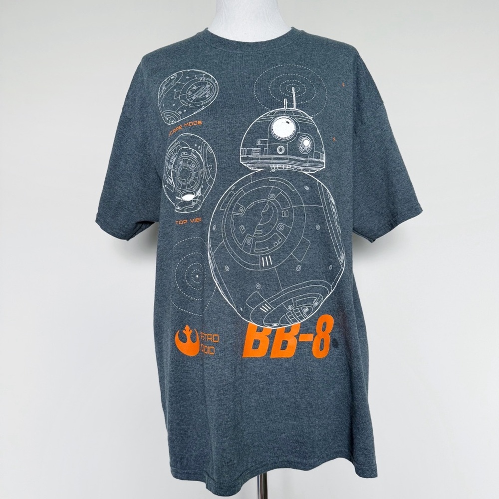 Star Wars BB-8 Droid T-Shirt Mens Size XL Gray Orange Disney Shirt Tee Movie